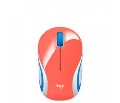 Mini Mouse Sem Fio Logitech M187 Laranja Com Design Ambidestro