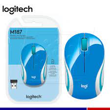 Mini Mouse Sem Fio Logitech M187 AZUL Com Design Ambidestro